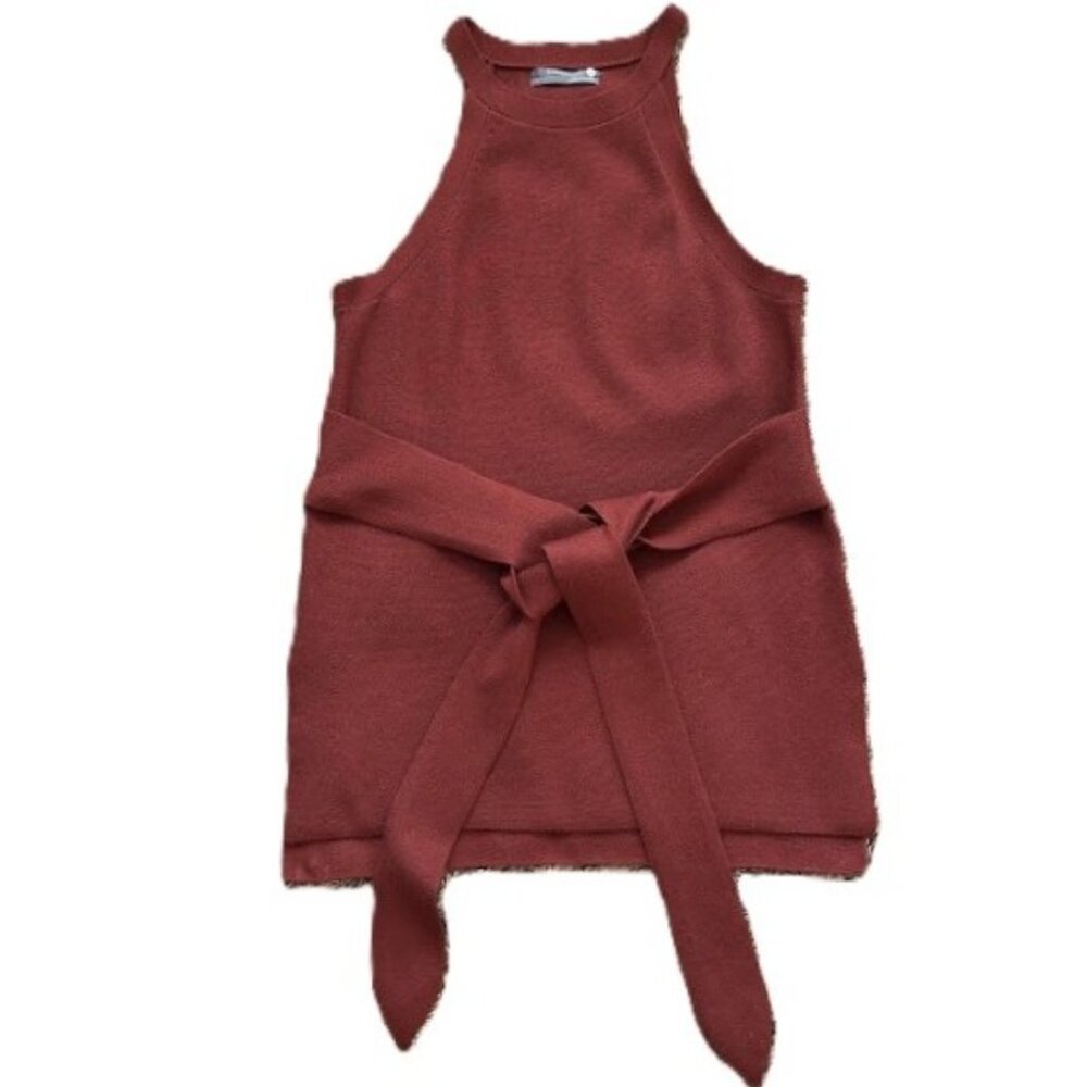 Anthropologie Annette Belted Knit Halter Tank Tunic in Rust Orange - Size Small - Picture 4 of 6